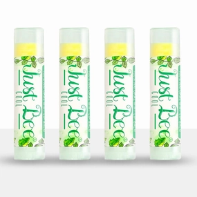 100% Natural Beeswax Lip Balm with Organic Oils (Cool Peppermint, 4 pack)