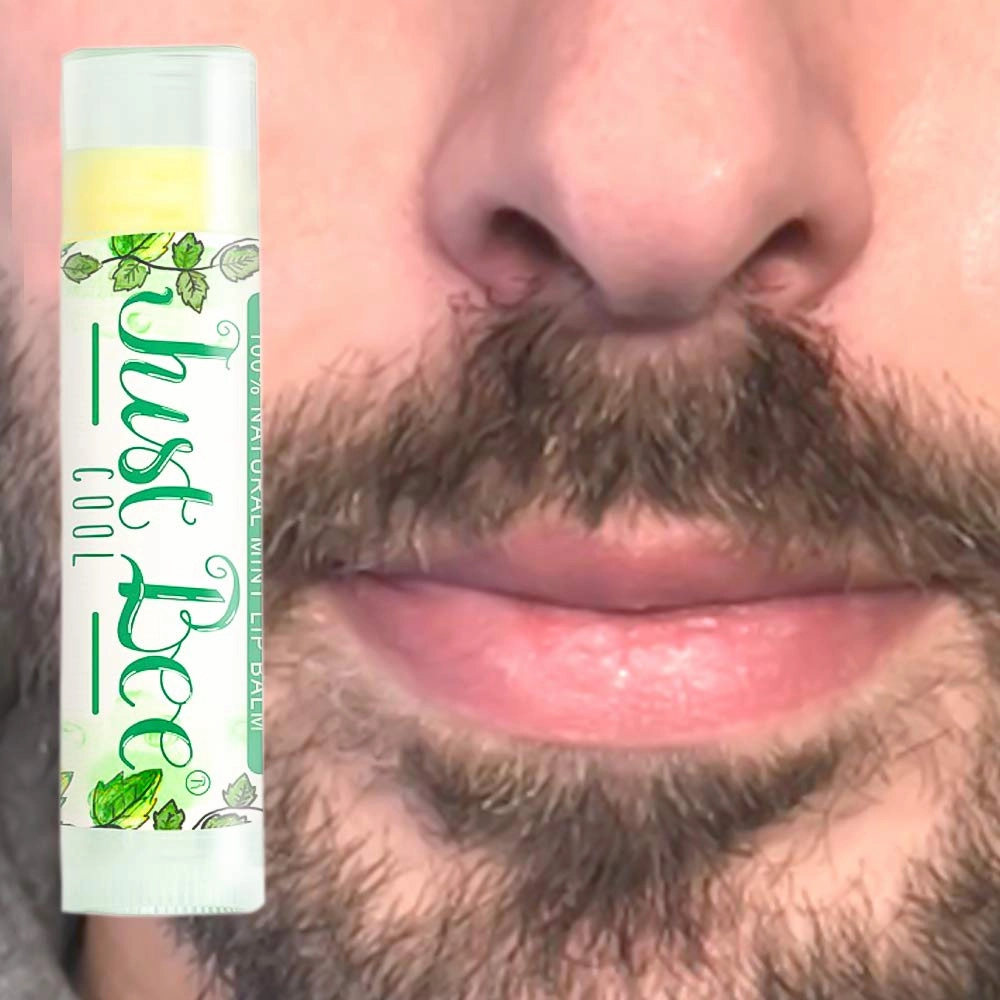 100% Natural Beeswax Lip Balm with Organic Oils (Cool Peppermint, 4 pack)