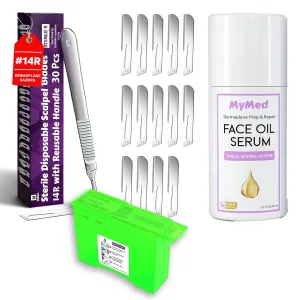 14R Dermaplane Razor for Women Face Pack of 30 Dermaplane Blades   Dermaplane Blade Remover Box   Dermaplane Oil for Smooth Skin