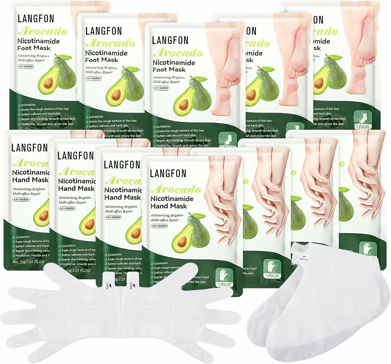 24 Pack Shea Butter Hydrating Moisturizing Gloves and Socks Masks Combo with Aloe Vera Gel