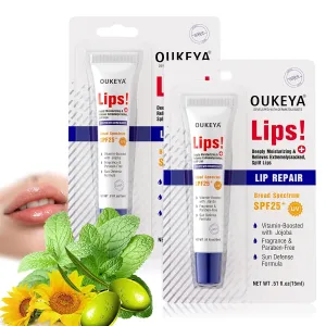 2PCS, Medicated Lip Balm w/Organic & 100% Natural Ingredients, Squeeze Tube Lip Butter SPF 25  Long-Lasting Moisturizing Overnight Lip Mask Gentle Exfoliation Extreme Dry Lips Treatment