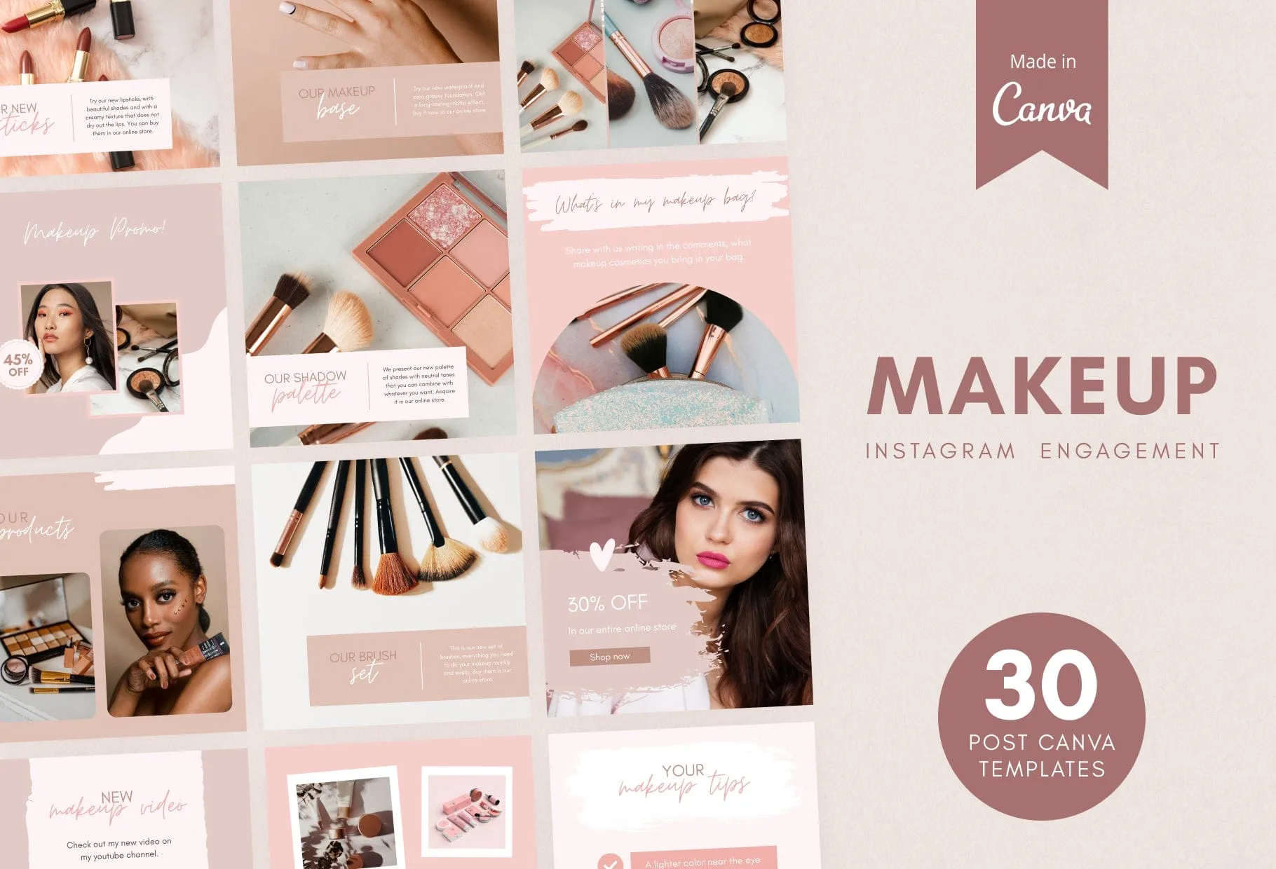 30 Makeup Instagram Post Canva Templates