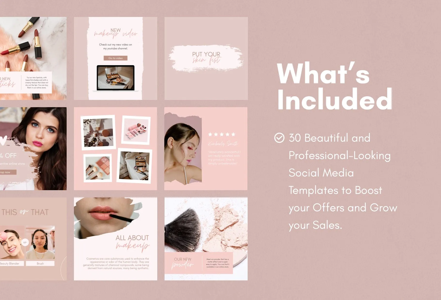 30 Makeup Instagram Post Canva Templates