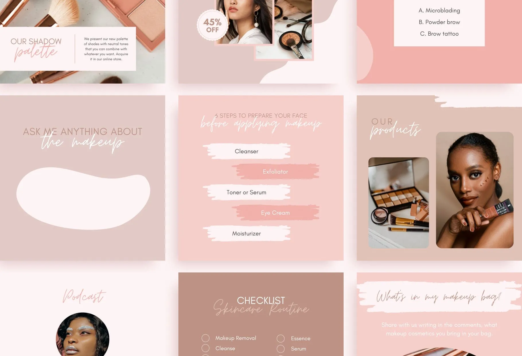 30 Makeup Instagram Post Canva Templates