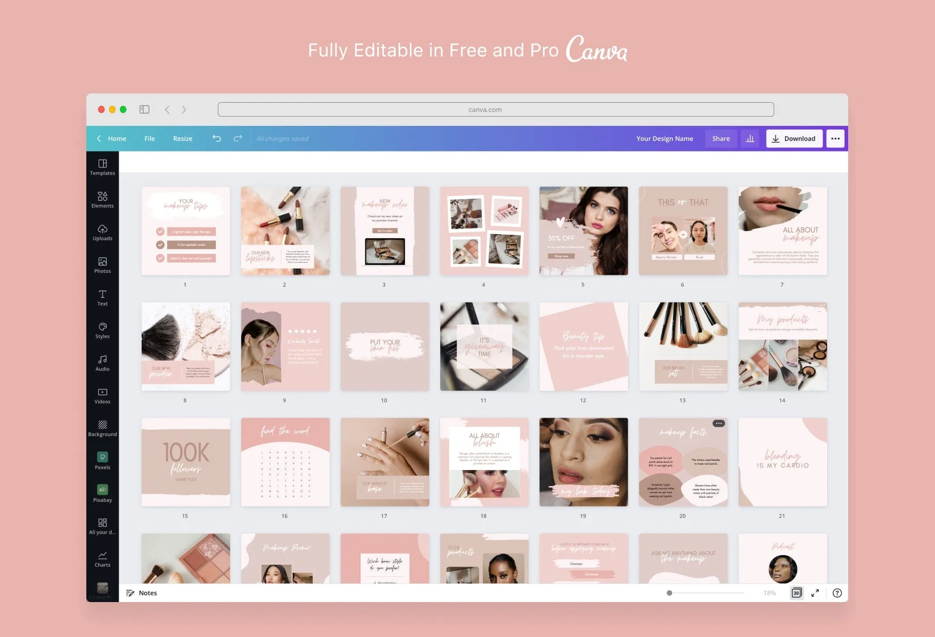 30 Makeup Instagram Post Canva Templates