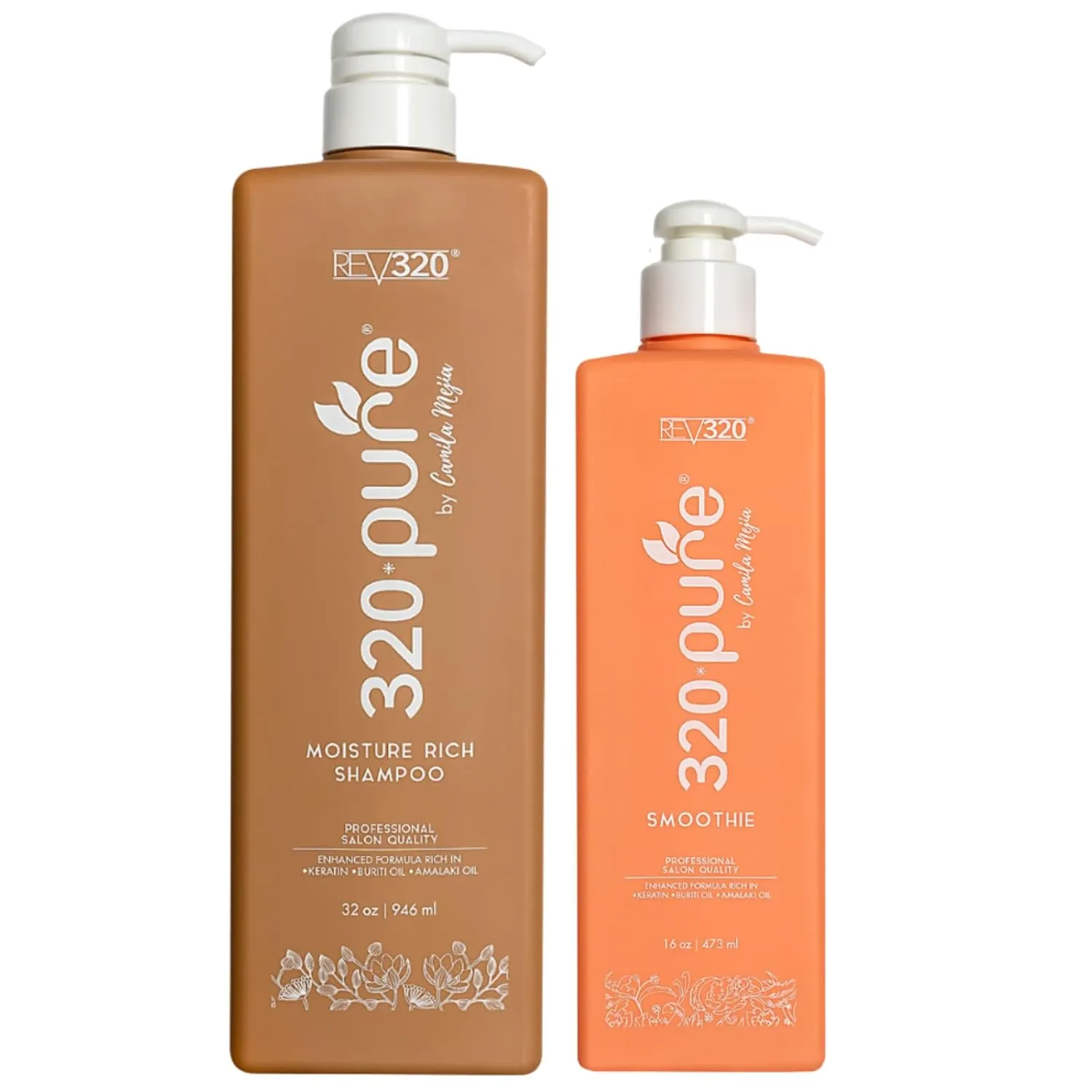 320Pure Smoothie 16oz Leave In Conditioner & Shampoo Set - Hydrating, Repairing, Sulfate-Free Hair Care for All Hair Types
