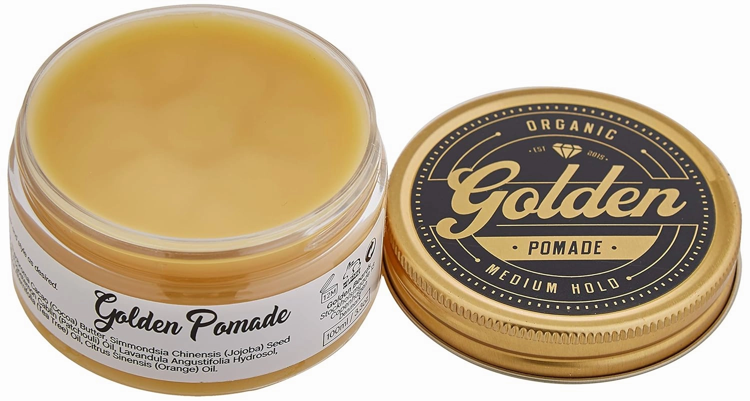 3,3 Oz Organic & Natural Hair Pomade Wax & Oil Base - Made in Denmark - Perfect Shine effect - Medium and Flexible Hold - UNISEX -Organic