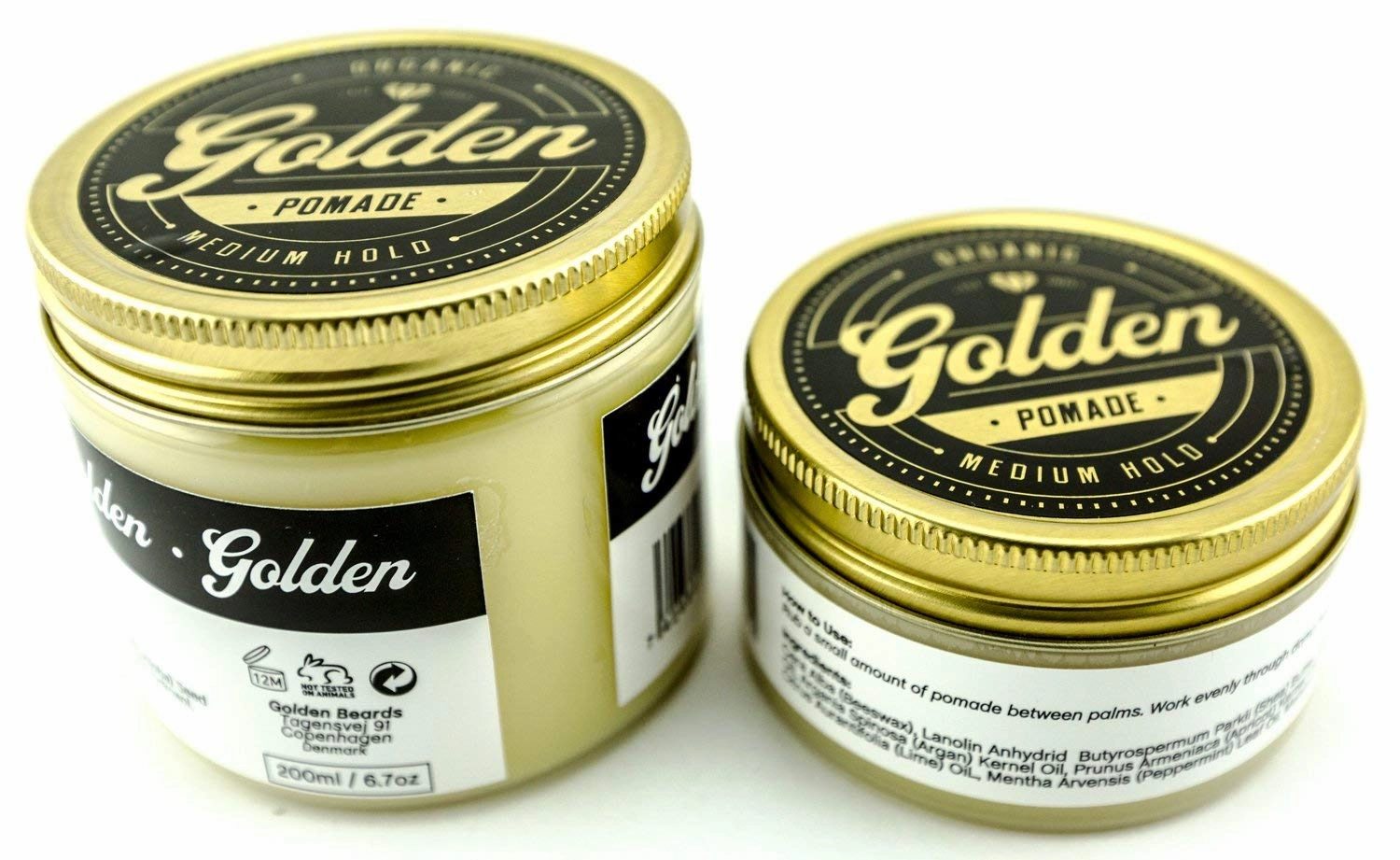 3,3 Oz Organic & Natural Hair Pomade Wax & Oil Base - Made in Denmark - Perfect Shine effect - Medium and Flexible Hold - UNISEX -Organic