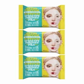 3 x Lip Eye Remover Pad Makeup Cleanser Wipes Jojoba Lemon Oil Moisturizing