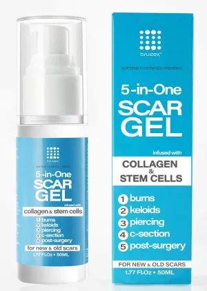 5-in-1 Scar Cream for Surgical Scars: Advance Silicone Scar Gel with Collagen and Stem Cells, Keloid Scar Treatment, Scars Removal of New and Old Scars, Piercing, Burns, C-section, After Surgery, 50g