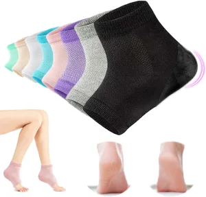 8Pairs Moisturizing Gel Heel Socks, Silicone Heel Socks, Heel Socks for Dry Cracked Feet Women, Toeless Heel Repair Socks for Foot Care Treatment, Cracked Heels, Dry Feet, Foot Calluses