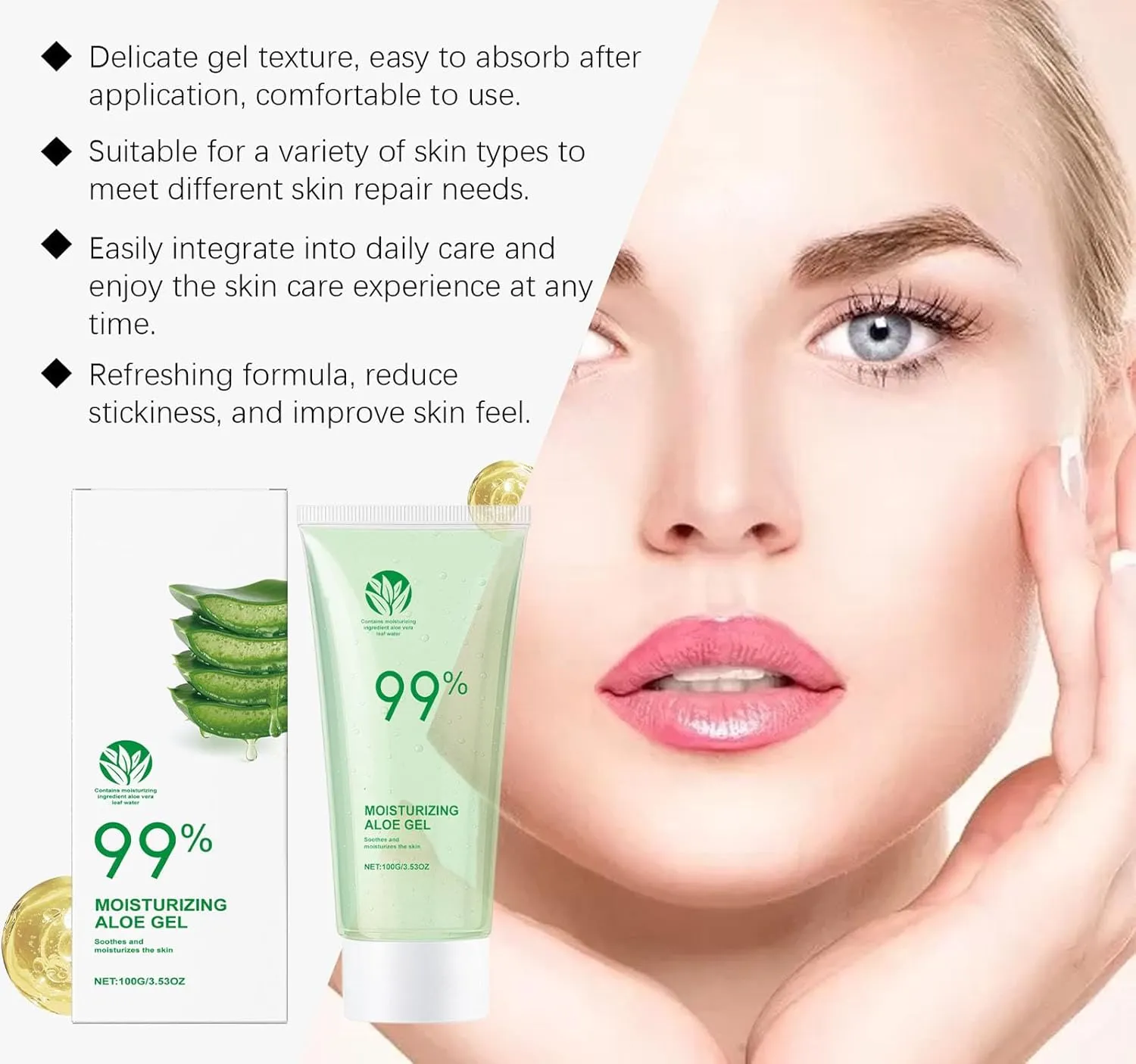 99% Organic Aloe Vera Gel, Naturally Moisturising Vera Gel, Hydrating Aloe Gels, for Face, & Scalp, Cooling, Soothing Instant Relief for Skin & Sunburn (3pc)