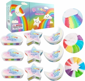 9 Pack Rainbow Bath Bombs for Girls, 4.5oz x 9 Count Bath Bombs, Assortment of Cloud, Star, and Moon, Gifts for Girls of Any Age