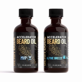 Accelerator Beard Growth Oil Set for Men with Avocado, Castor, and Jojoba Oils - Promotes Healthy Facial Hair Growth, Alpine Breeze & MVP Scents