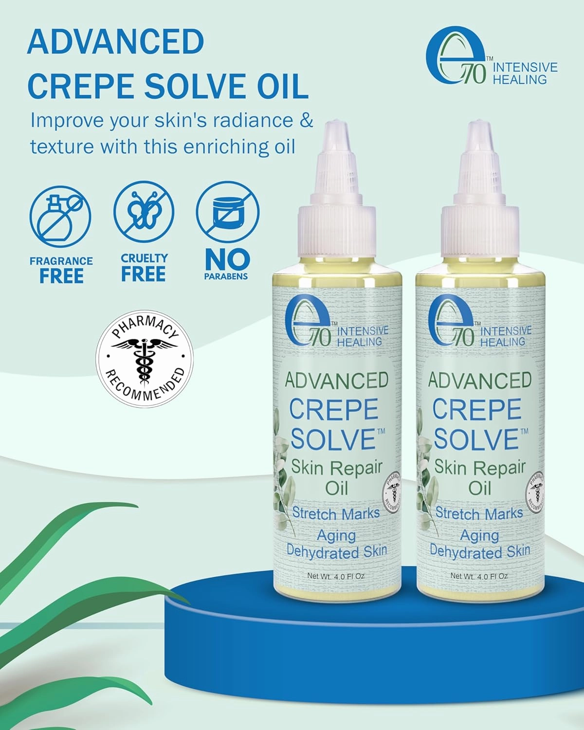 Advance Crepe Solve Hydrating Skin Oil for Women & Men - Made with Natural Oils, Licorice Root & Chamomile Extract - Moisturizing Body Oil for Skin Firmness & Elasticity, 2-Pack