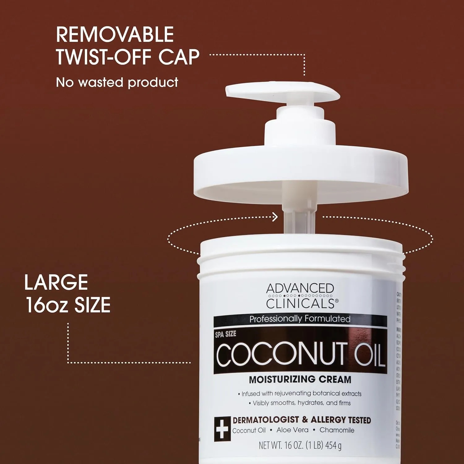Advanced Clinicals Coconut Oil Body Cream For Women & Men | Hydrating Coconut Lotion For Extremely Dry Skin | Visible Anti Aging Body Butter Skin Care Balm Moisturizer For Hand, Heel, Feet, 16 Ounce