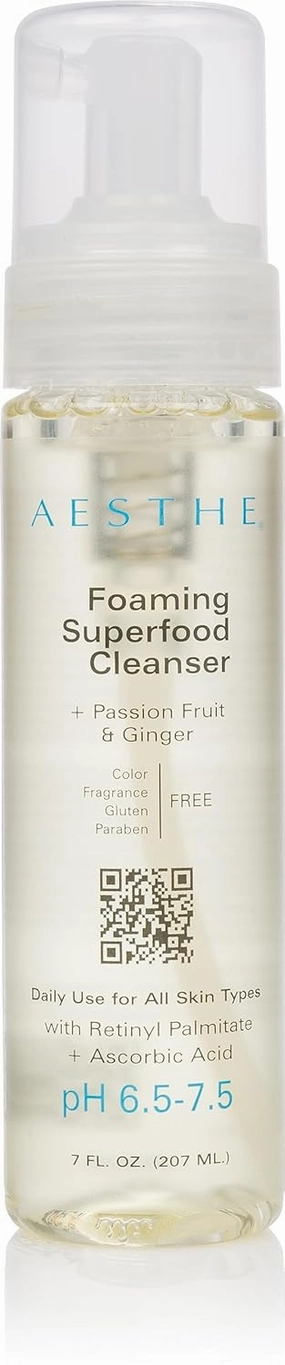 Aesthe Foaming Superfood Face Cleanser - Passionfruit & Ginger - Gentle Cleaning Formula for All Skin Types - Oily, Combination, Dry, Normal, Sensitive - Remove Makeup, Cleanse, Hydrate - 7 fl oz