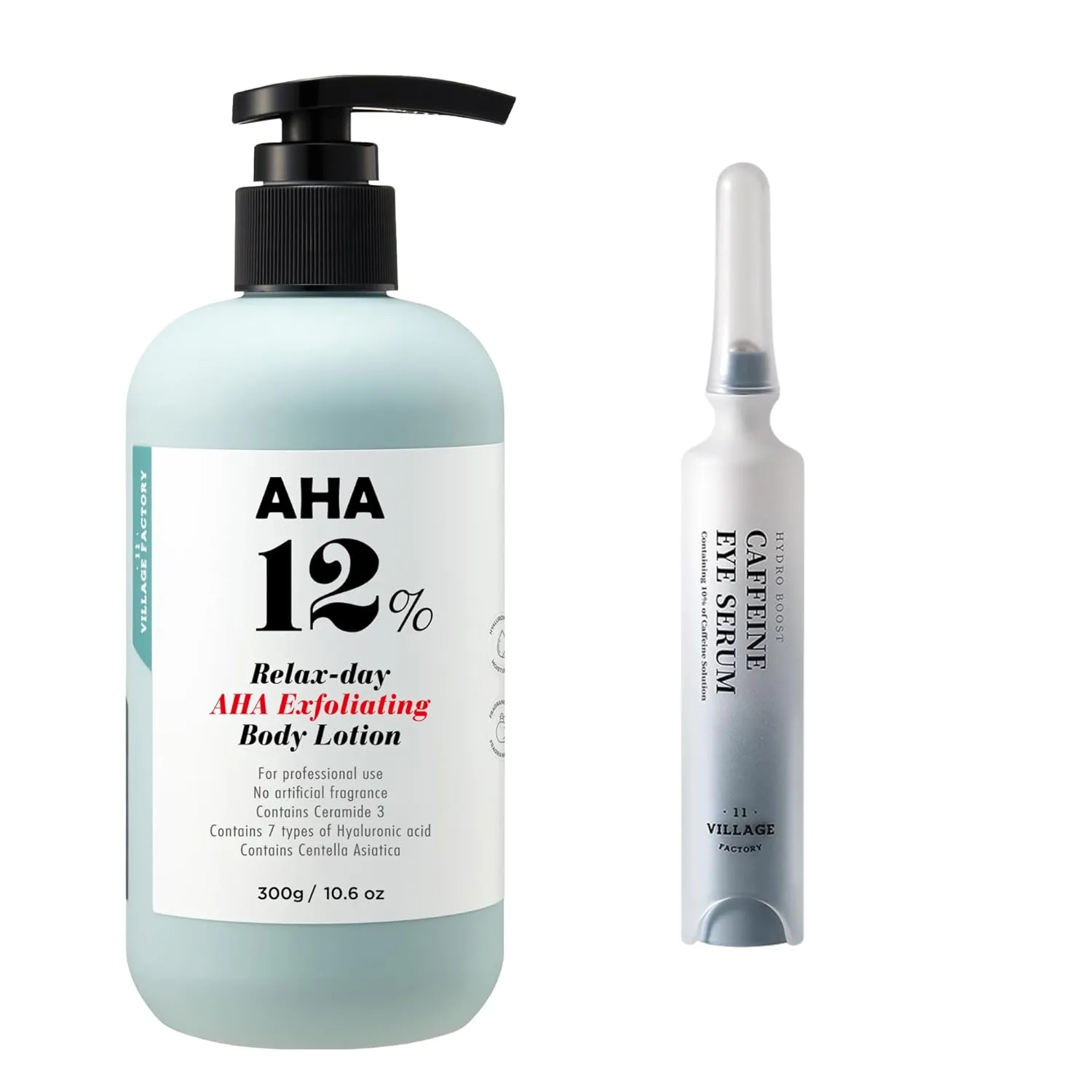 AHA Body Lotion Bundle with Caffeine Eye Serum