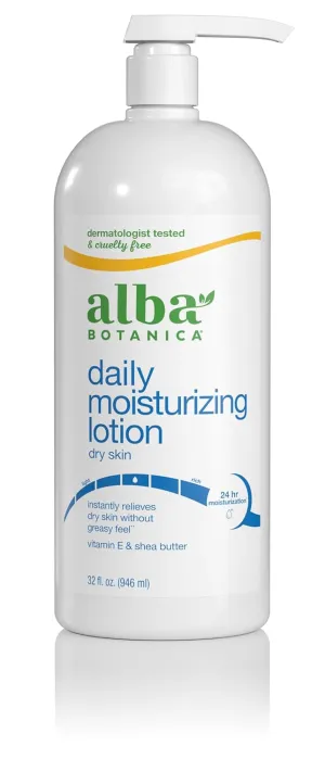 Alba Botanica Daily Moisturizing Lotion, Dry Skin, with Vitamin E and Shea Butter, 32 Oz (Packaging May Vary)