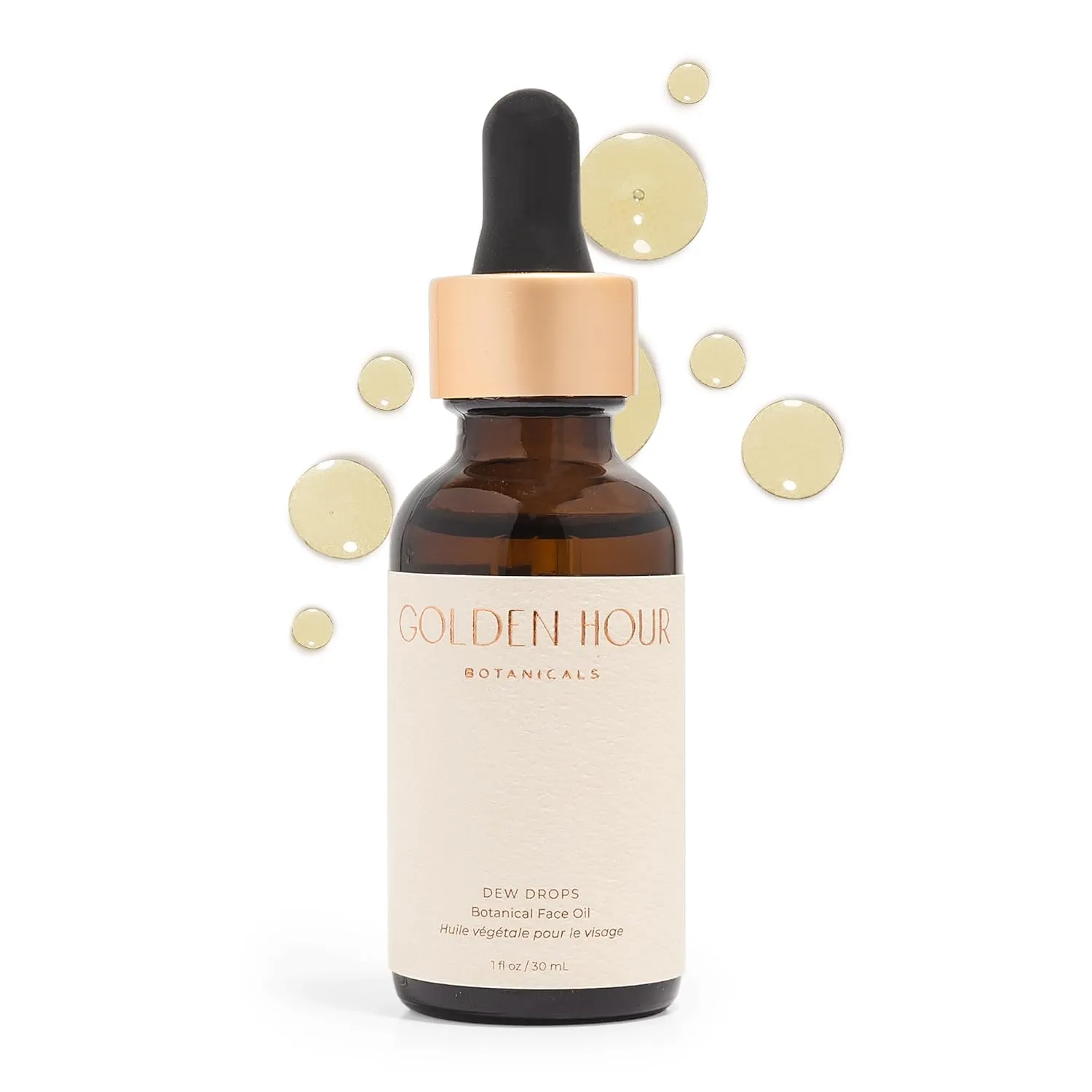 All Natural Organic Skin Care Products Made in USA, Vegan, Cruelty Free Face Oil, Moisturizing   Hydrating Facial Oil Moisturizer with Rose Hip Seed Oil, 1fl oz/30ml, Dew Drops