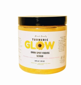 All-Natural Turmeric Glow Scrub for rough & textured skin, Dark Spot Reduction, hyperpigmentation - Gentle Exfoliating Facial Scrub 20 Oz