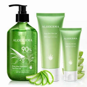 All Purpose Aloe Vera Gels Set - 4 Pieces - 300g Aloe Vera Gel   Tea Tree Oil, 2pcs x 114g Aloe Vera Gel & 45g Aloe Vera Gel