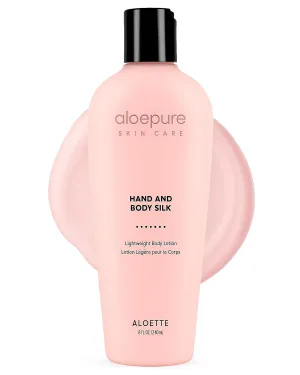 Aloette Hand & Body Silk Lotion - Lightweight & Gentle Moisturizer Body Lotion for Women & Men - Floral Scent Hydrating Skin Care Lotion with Aloe Vera Extract for Soft & Smooth Skin - 8 Fl Oz