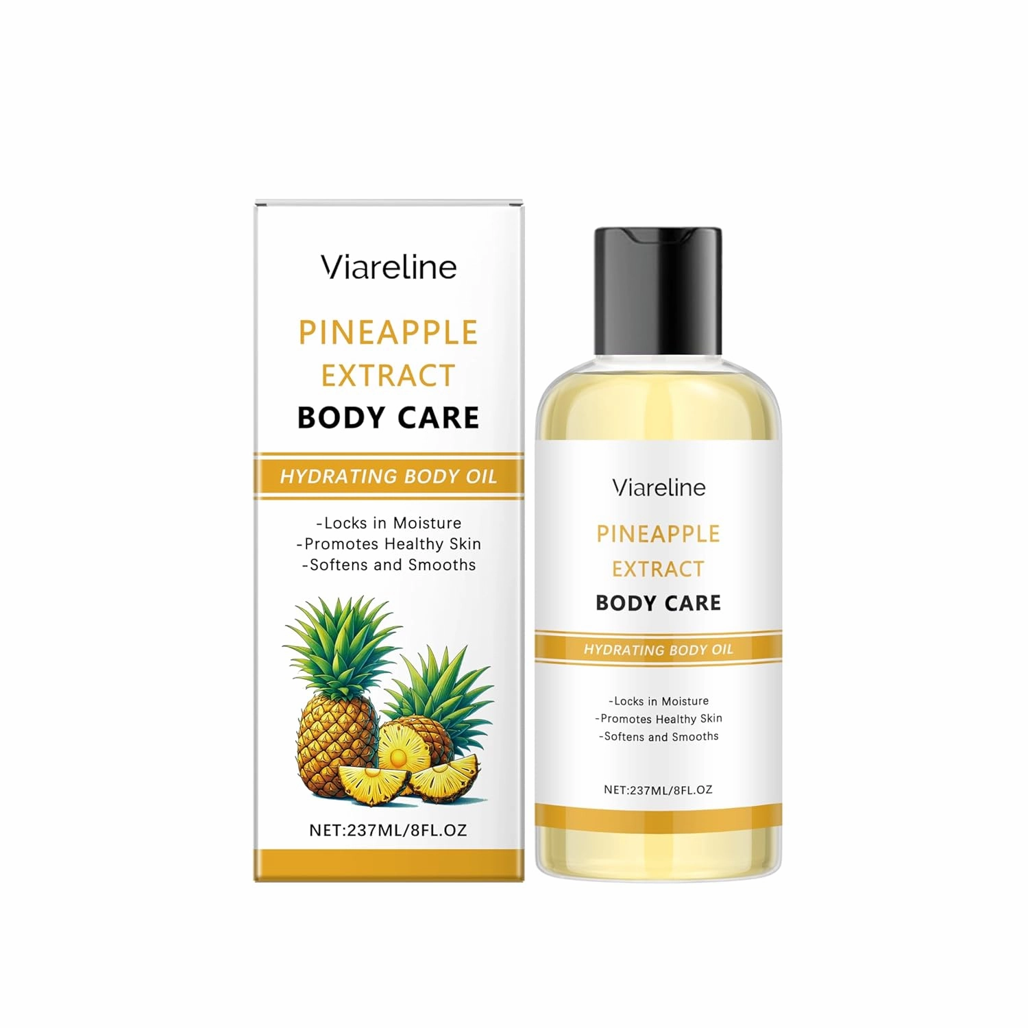 AMALIA Pineapple Extract Hydrating Body Oil, 8 FL OZ, Natural Moisturizing Oil，Nourishing Body Oil with Jojoba & Vitamin E