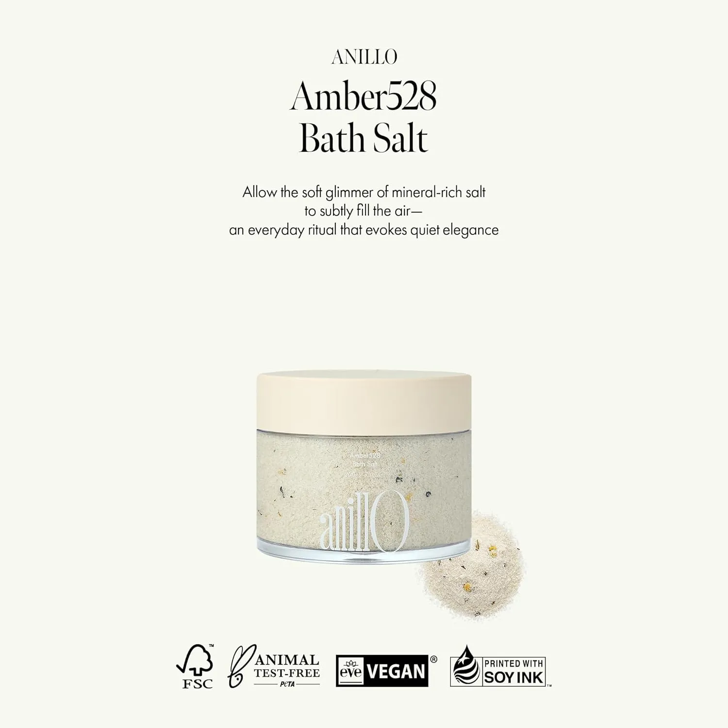 Amber528 Bath Salt – Aromatherapy Soak with Amber Scent, Green Tea & Botanical Oils – Deep Moisturizing & Relaxing Korean Spa Salt – 7.05 oz
