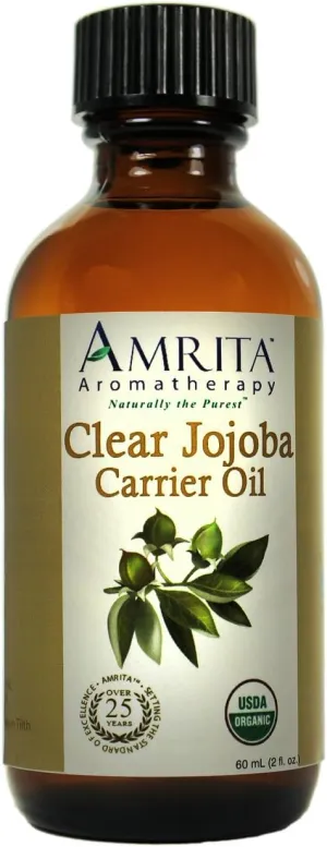 Amrita Aromatheapry: Organic Jojoba Oil, Clear - Refined Carrier Oil - A Base Oil for Aromatherapy, Massage, Essential Oils & More - Size: 240ML