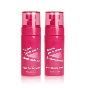 Antioxidant Face Tanning Mist | Sunless Self Tanner with Hyaluronic Acid & Aloe Vera, Streak-Free Natural Glow, Vegan & Cruelty-Free Quick-Dry Formula for Face & Body (2pc)