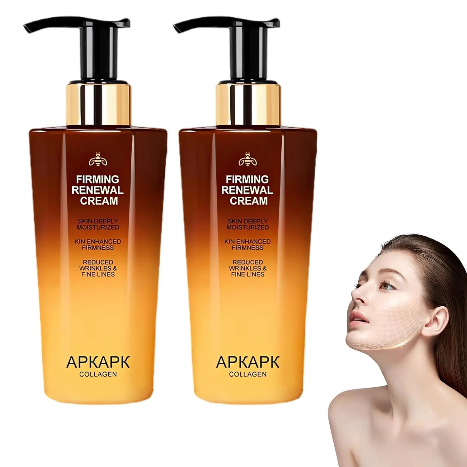 APKAPK Firming & Renewal Cream, Advanced Renewal Firming Moisturizing Cream, APKAPK Skin Firming Cream, Deep Hydration, Skin Firming Rejuvenation, Restore Skin Elasticity for All Skin Types (2 Bottle)