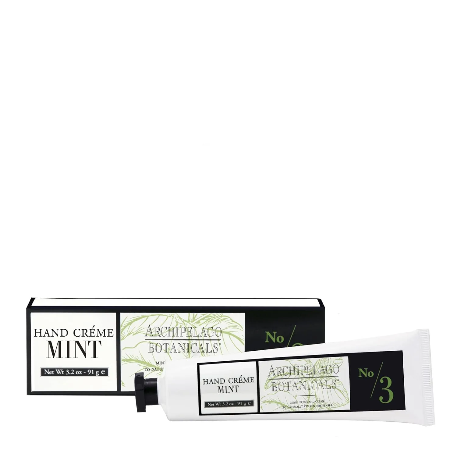 Archipelago Botanicals Morning Mint Hand Crème, Rich and Lightly Scented Hand Lotion for Dry Skin, Cuticles and Rough Spots, Premium Plant Extracts (3.2 oz)
