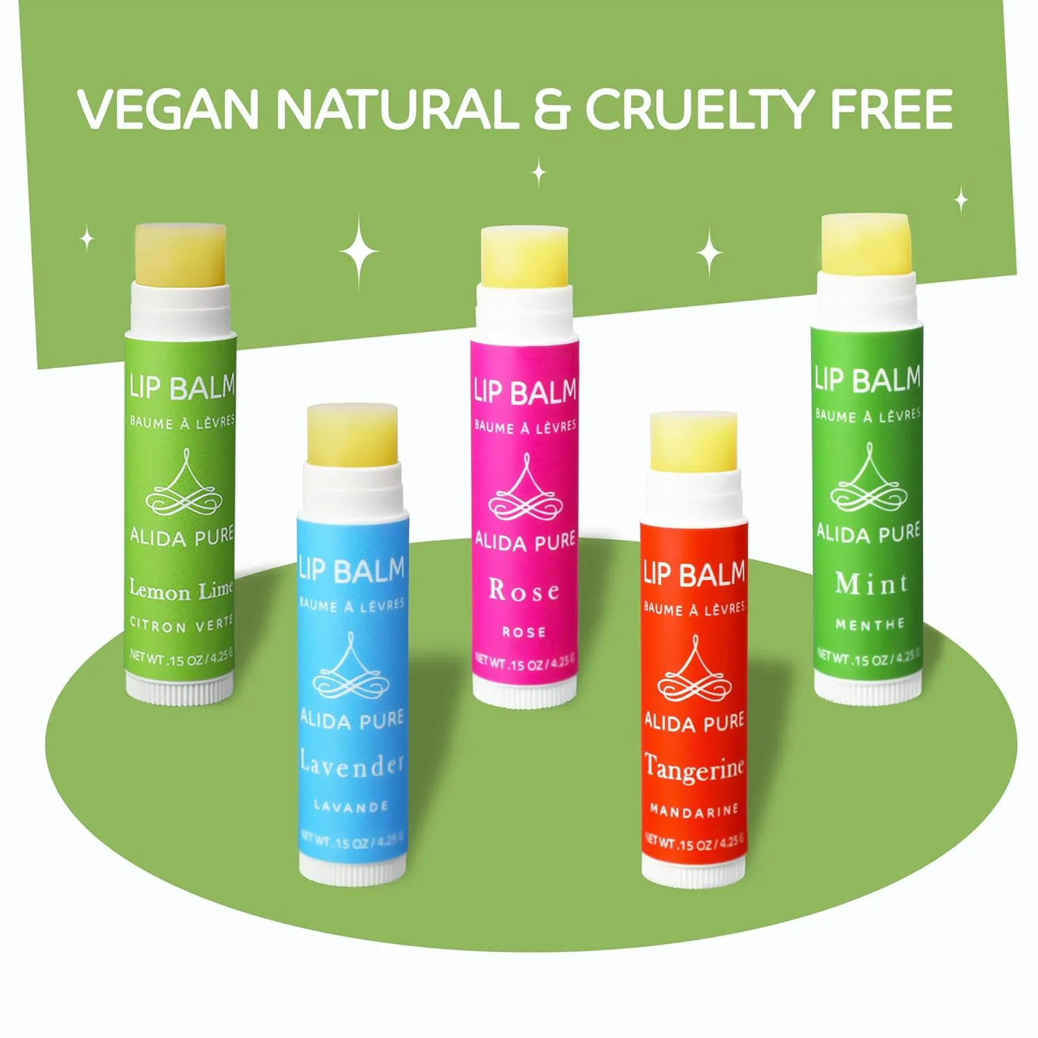 Aria Lip Balm Collection, Vegan Set, Beeswax Free, with Avocado And, Organic Jojoba Oil, and Vitamin E, Natural Moisturizer for Dry, Chapped Lips, 5 Tube Set