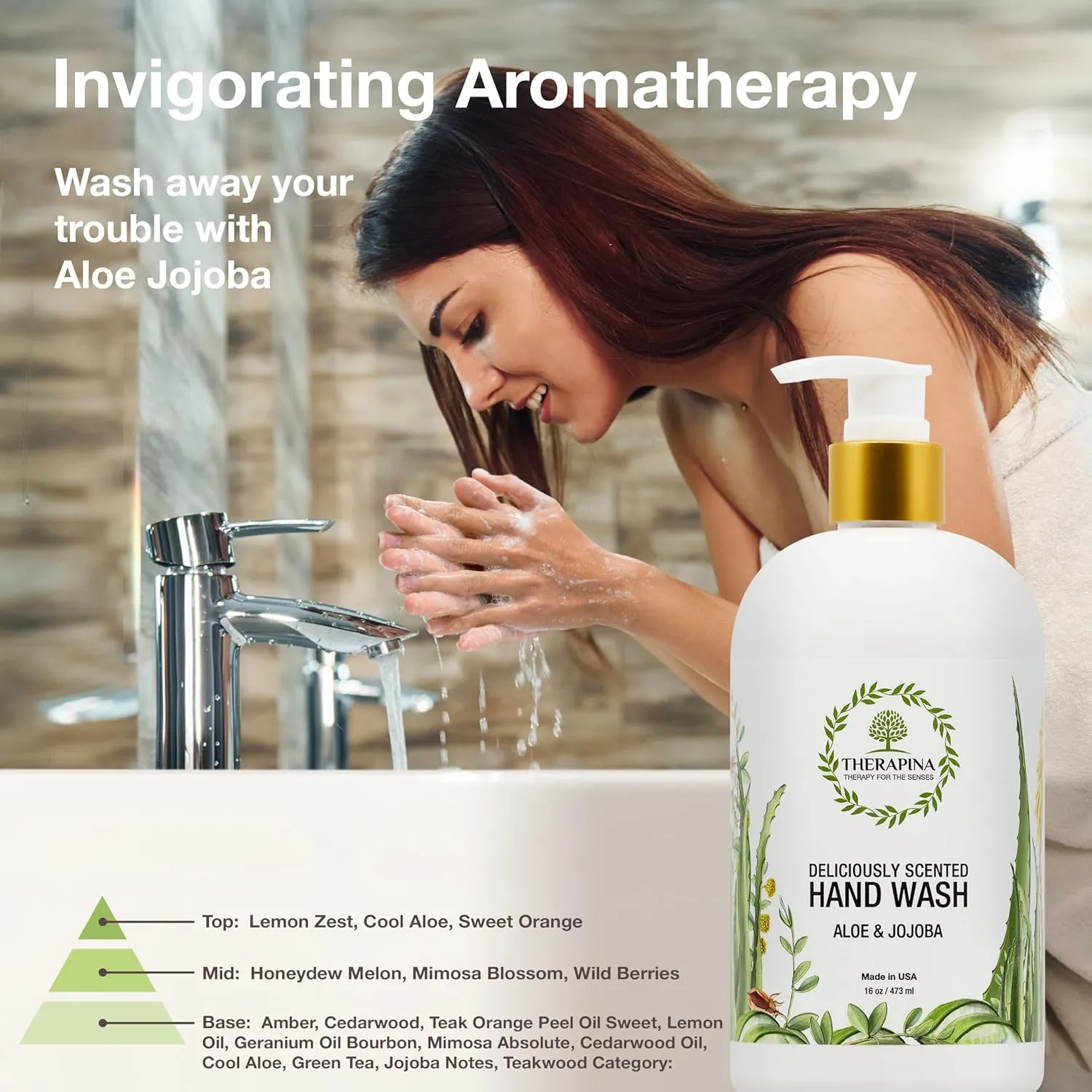 Aromatherapy Luxury Liquid Hand Soap – Vegan, Moisturizing Hand Wash with Aloe Vera, Botanical Oils, Aloe Jojoba Scent – Fancy Liquid Hand Soap for Bathrooms, Kitchen, More, 16 Oz.