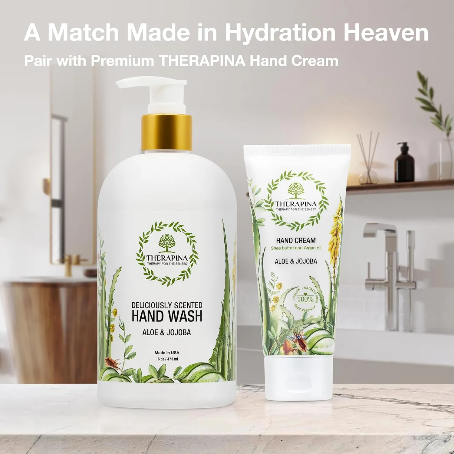 Aromatherapy Luxury Liquid Hand Soap – Vegan, Moisturizing Hand Wash with Aloe Vera, Botanical Oils, Aloe Jojoba Scent – Fancy Liquid Hand Soap for Bathrooms, Kitchen, More, 16 Oz.