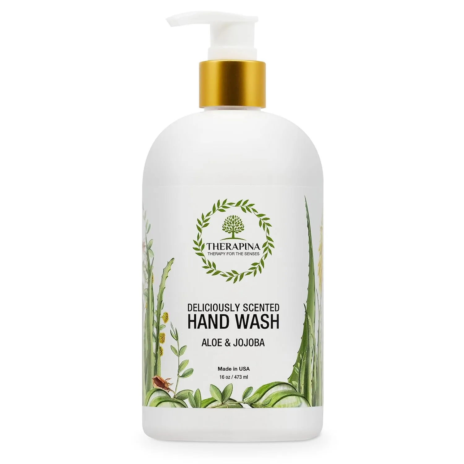 Aromatherapy Luxury Liquid Hand Soap – Vegan, Moisturizing Hand Wash with Aloe Vera, Botanical Oils, Aloe Jojoba Scent – Fancy Liquid Hand Soap for Bathrooms, Kitchen, More, 16 Oz.