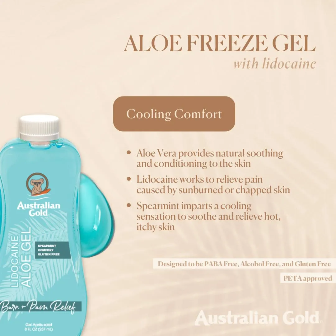 Australian Gold Moisture Lock Tan Extender (16 Fluid Ounce) and Aloe Vera Freeze Gel with Lidocaine (8 Fluid Ounce), Hydrating Body Lotion and Aloe Vera Gel for Skin (Pack of 2)
