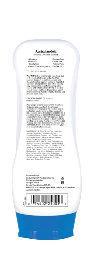 Australian Gold Moisture Lock Tan Extender Moisturizing Lotion, 8 Ounce | Nourish Skin and Lock in Color | Enriched with Aloe & Vitamin E (Pack of 2)