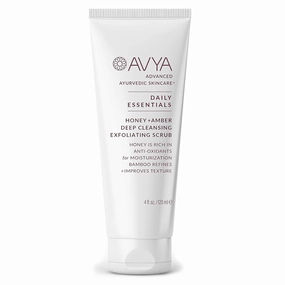 AVYA Honey   Amber Exfoliating Scrub (4 fl oz) - Deep Cleansing with Honey's Antioxidant Power and Bamboo for Refined Texture and Intense Moisturization