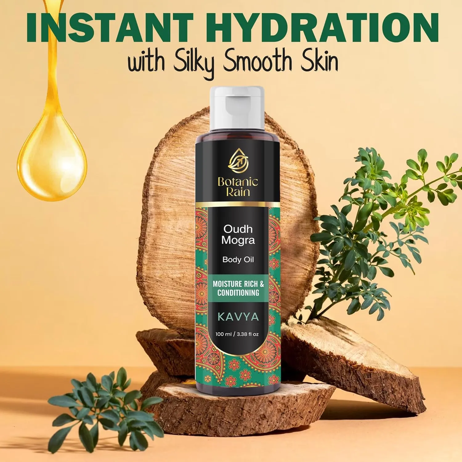 Ayurveda Body Oil With Oudh & Mogra, Organic Body Oil After Shower, Moisturizing & Hydrating Natural Body Oils For Women And Men (Pack of 2, Oudh Mogra)