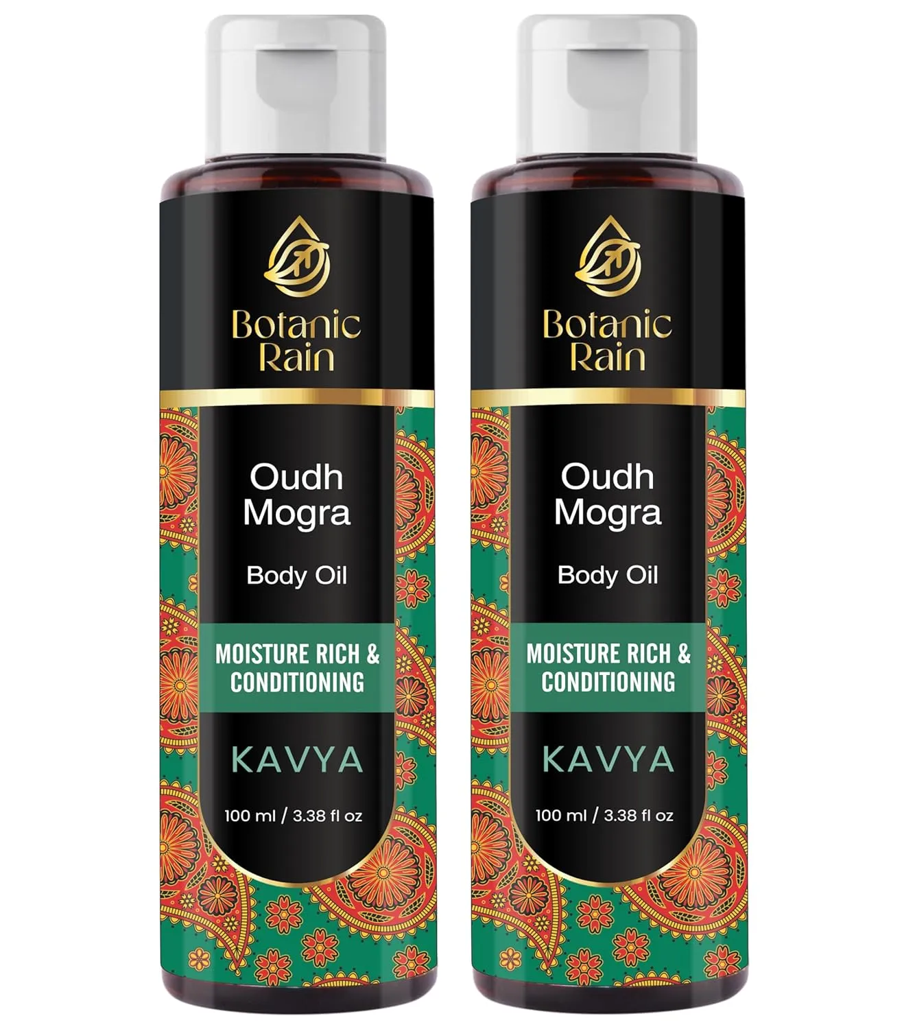 Ayurveda Body Oil With Oudh & Mogra, Organic Body Oil After Shower, Moisturizing & Hydrating Natural Body Oils For Women And Men (Pack of 2, Oudh Mogra)