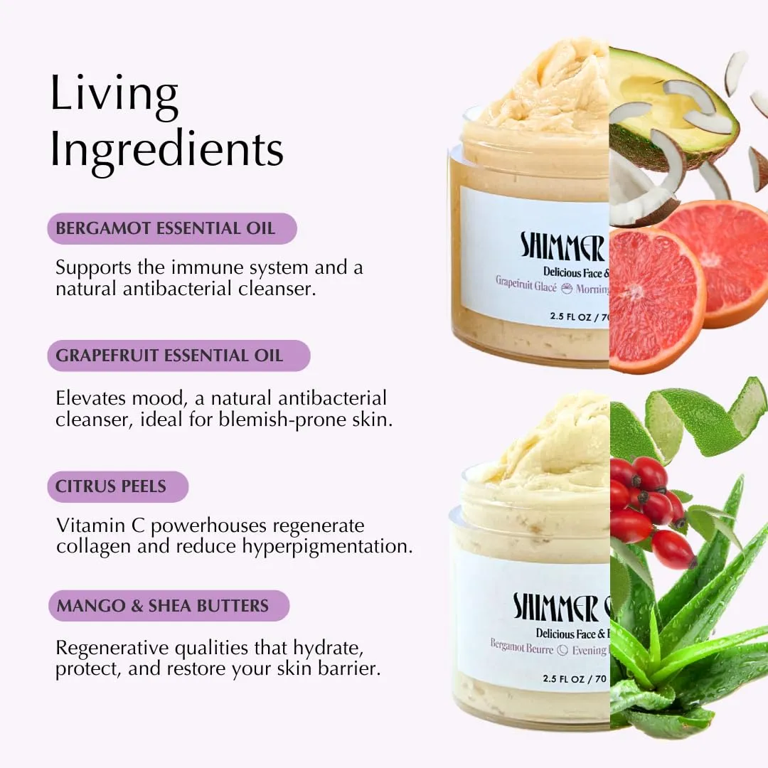 Balm Set – Grapefruit Glacé & Bergamot Beurre (2.5 oz x 2)