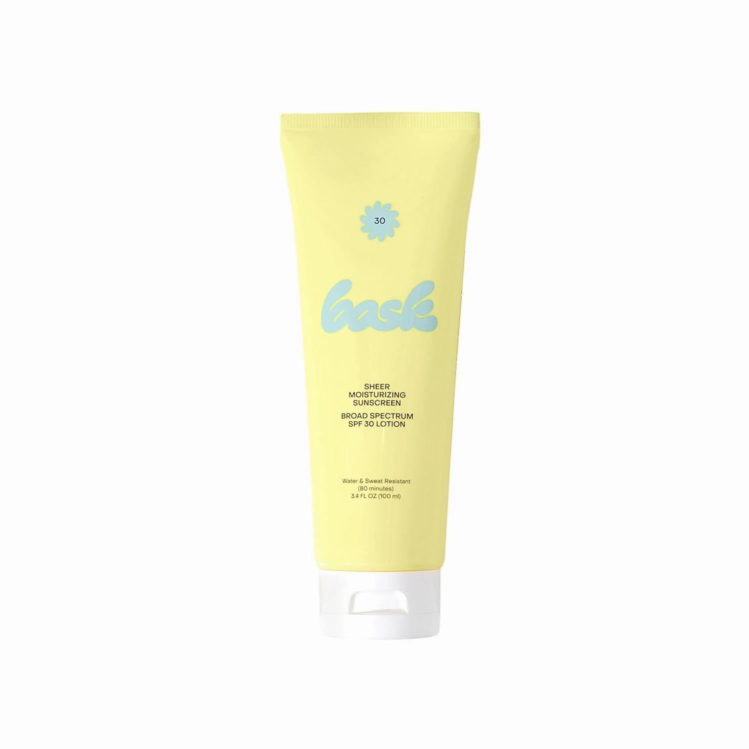 Bask Suncare SPF 30 Sheer Moisturizing Sunscreen Lotion - Broad Spectrum UVA/UVB Protection, Dermatologist Recommended, Hydrating, Lightweight & Fast Absorbing, No White Cast, Travel Size, 3.4 fl oz