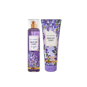 Bath and Body Dressed in White - 2 Pack GIFT SET of Fragrance Mist and Body Cream (Full Size - 8 OZ) (Fresh Cut Lilacs Body Mist & Cream (Pack of 2))