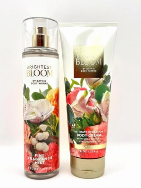 Bath and Body Work Brightest Bloom Gift Set, Fine Fragrance Mist 8 fl oz, Ultimate Hydration Body Cream 8 oz with Shea Butter