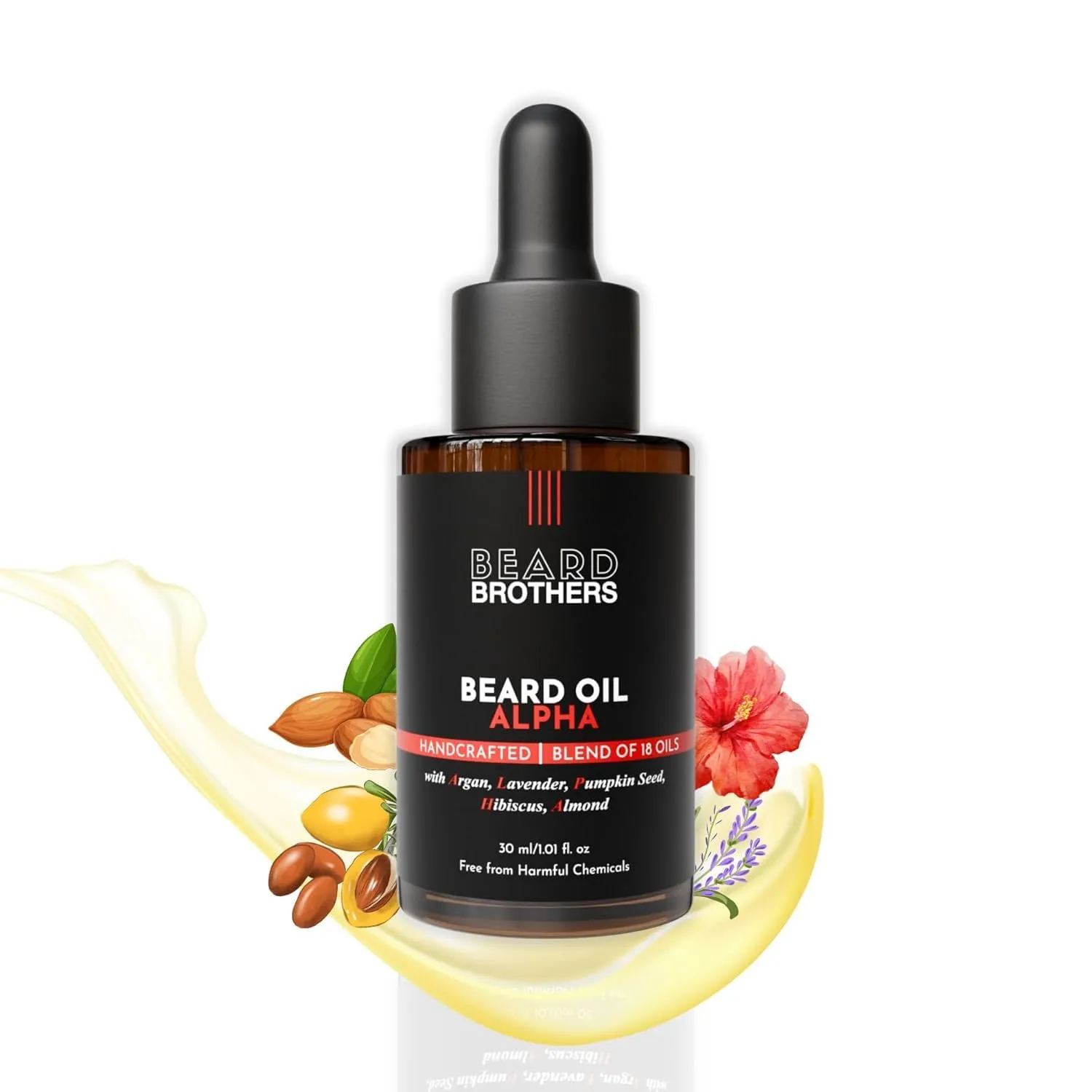 BEARD BROTHERS Alpha Beard Growth Oil for Men Fast Beard growth and Mustache Growth with Almond Jojoba and Natural Oils Non-Greasy Hair Serum for Thick Soft Beard Hydration Shine