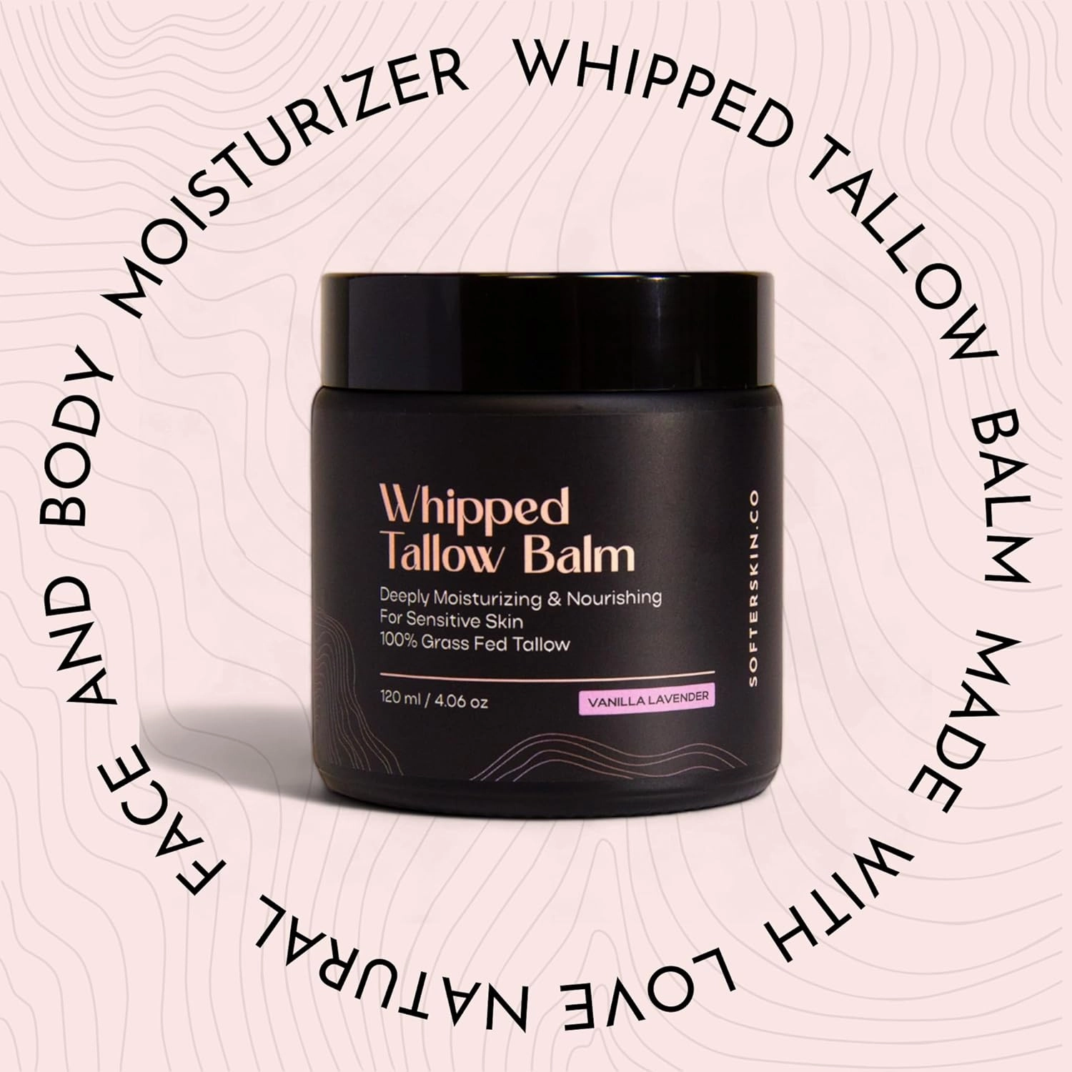 Beef Tallow for Skin (Vanilla Lavender 4 oz) - Whipped Tallow Balm for Face and Body - Natural Moisturizer for Sensitive Dry Skin - Handmade Body Butter - 100% Grass-Fed - Gentle Skincare