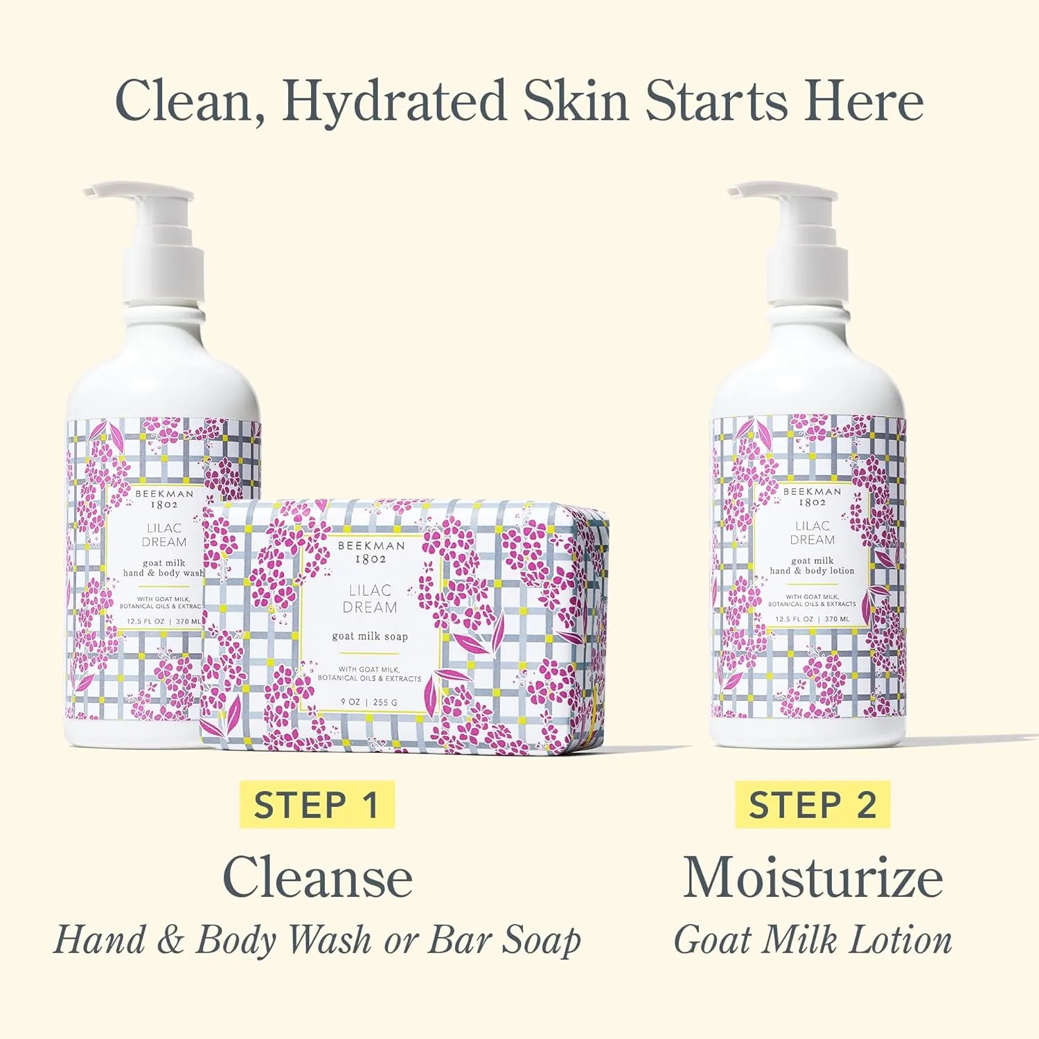 Beekman 1802 Goat Milk Body Lotion, Lilac Dream - Scented - 12.5 oz - Hydrating & Deeply Moisturizing - With Shea Butter & Jojoba Seed Oil - Good for Sensitive Skin - Cruelty Free