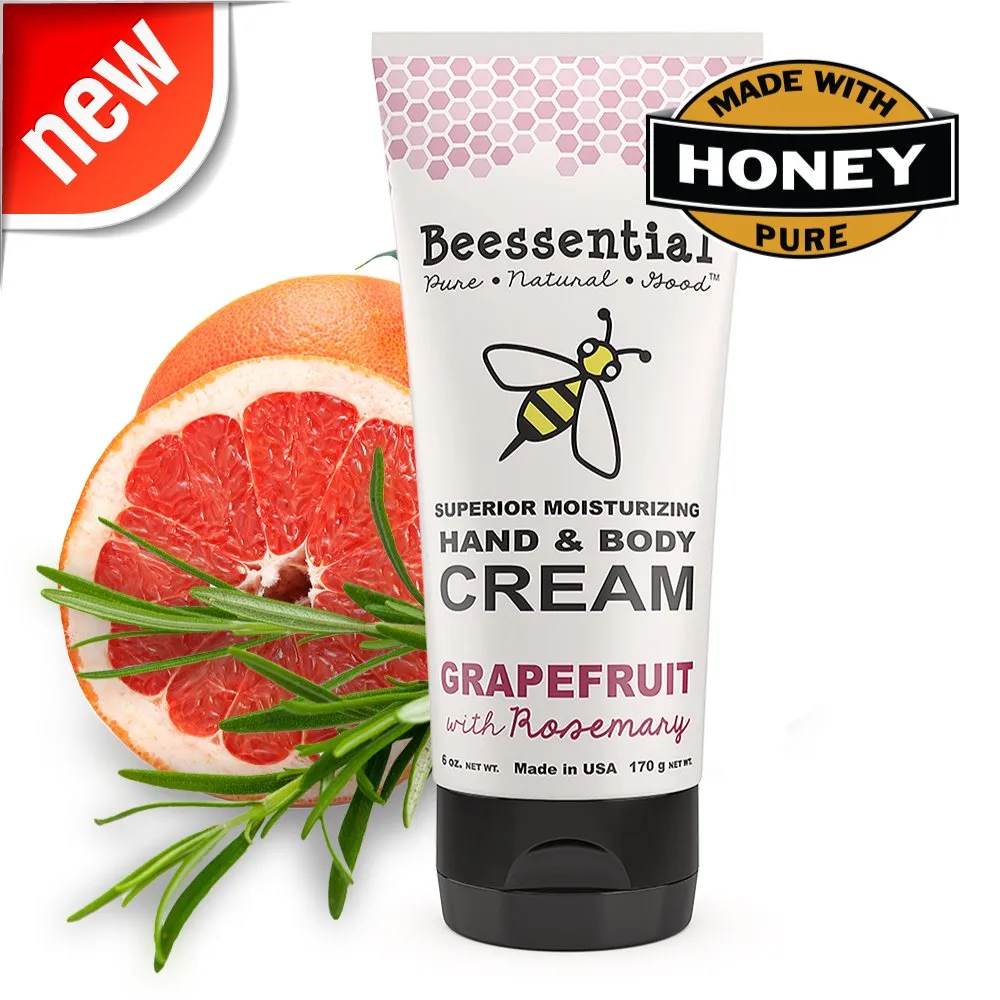 Beessential Natural Cupuacu Butter Hand & Body Cream Grapefruit with Rosemary, 6 Ounce